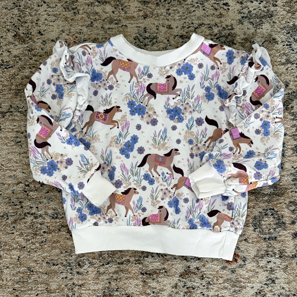 Little Sleepies Horse Ruffle Sweatshirt- Sizd 2T